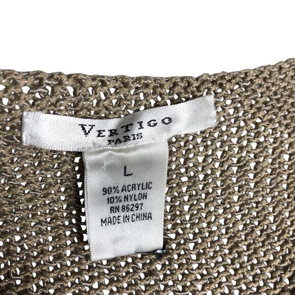 Vertigo Paris Top Womens L Tan Open Knit Embellished Tunic Tank Boho Festival - Picture 4 of 16